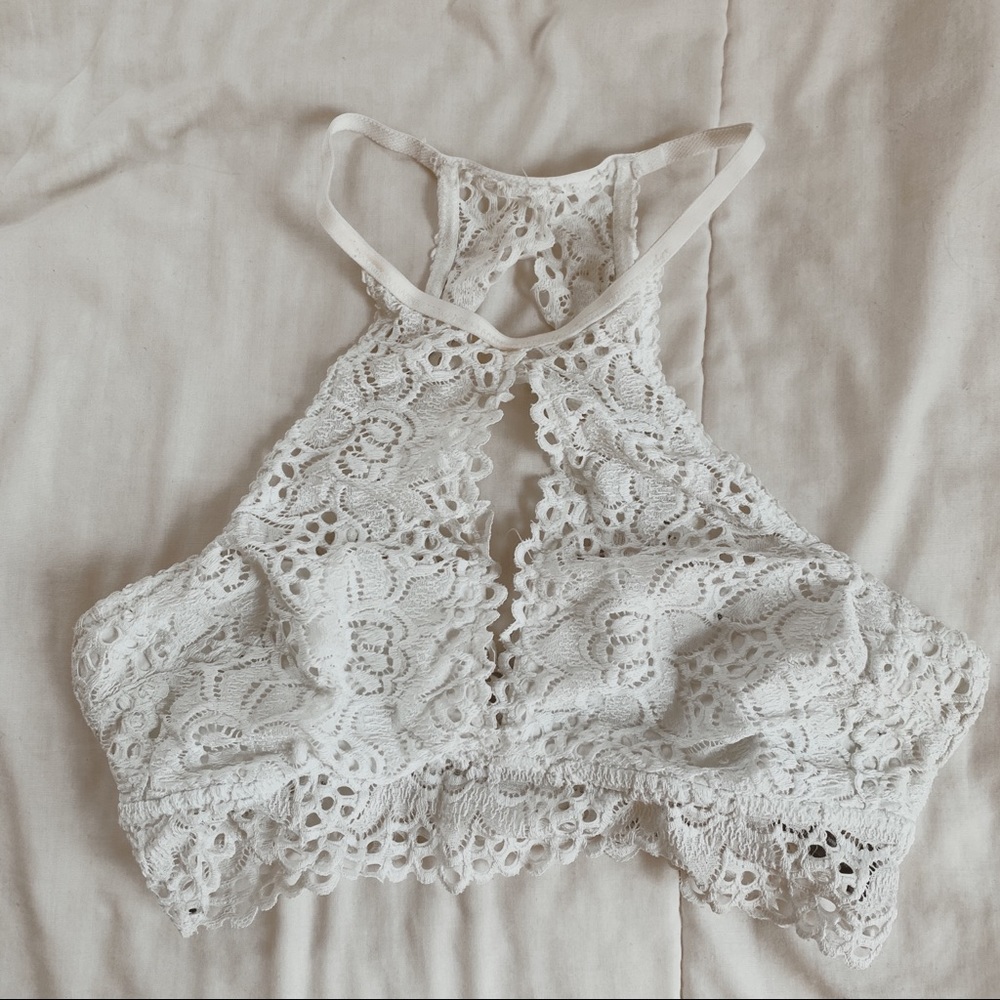 High Neck White Bralette